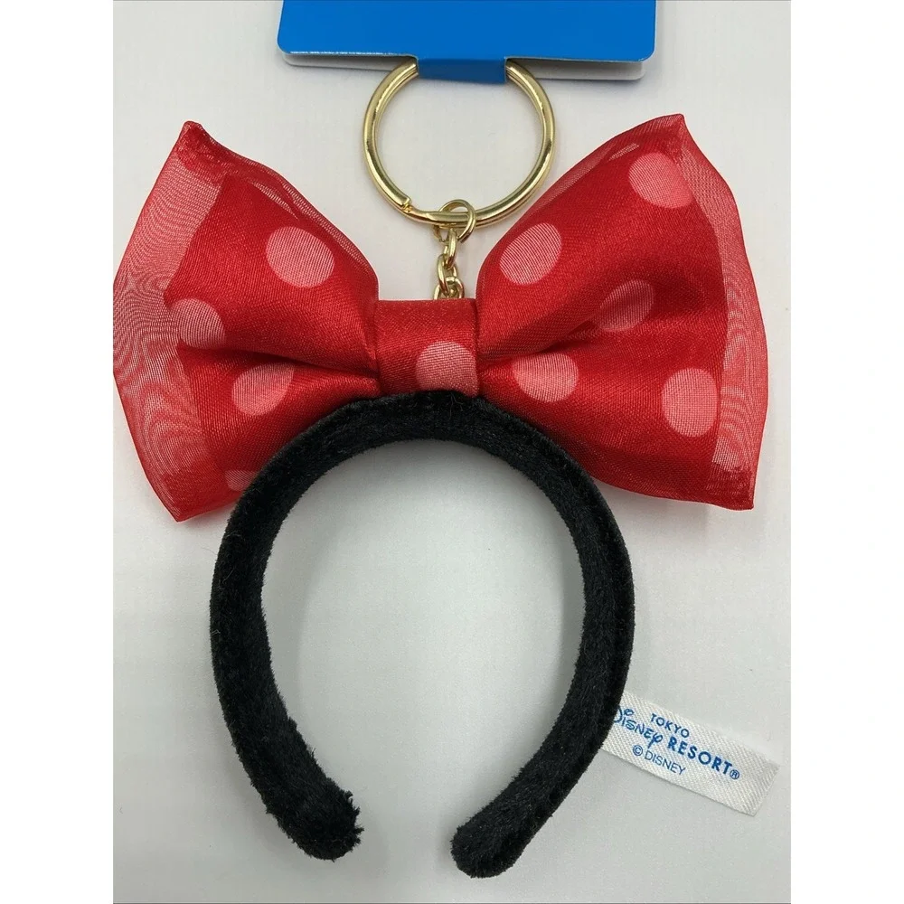 New Tokyo Disney Resort Ears Headband Keychain Minnie Day Polka Dot Tule Red